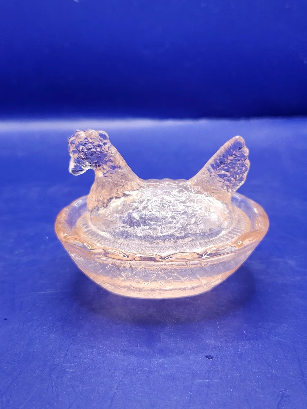Peach Hen on Nest Mini Glass Salt Cellar Dish